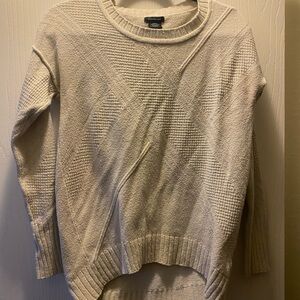 Calvin Klein Jeans Cream Crew Neck Sweater with Long Sleeves and Relaxed Fit